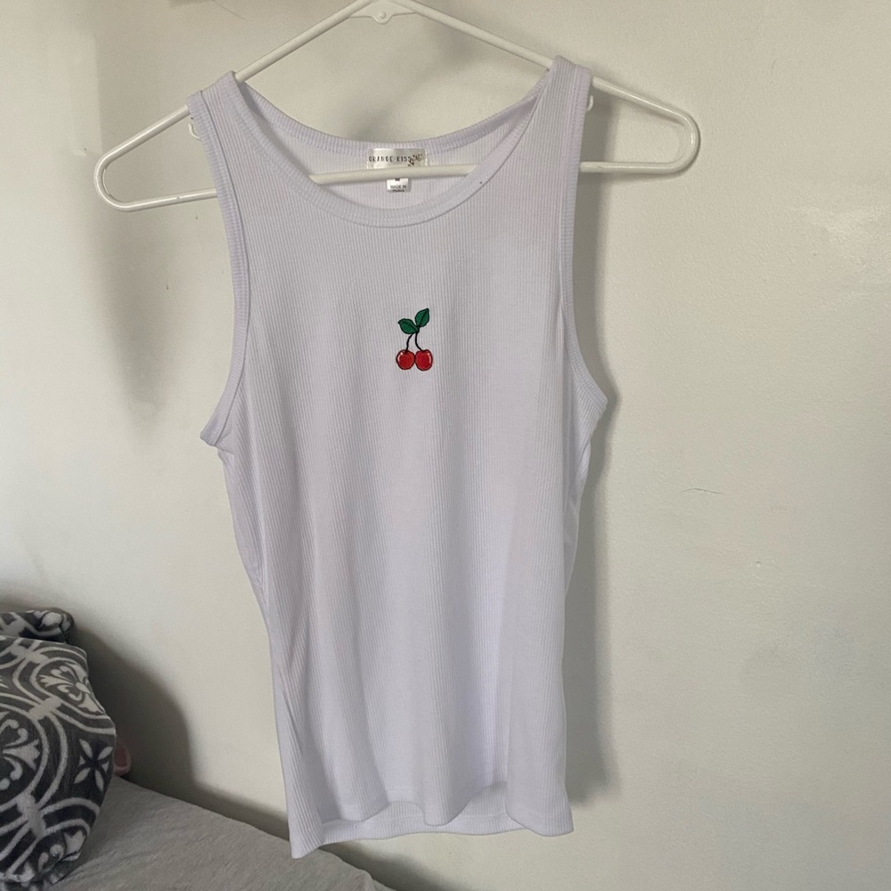 Cherry Iron On Patch Tank Top